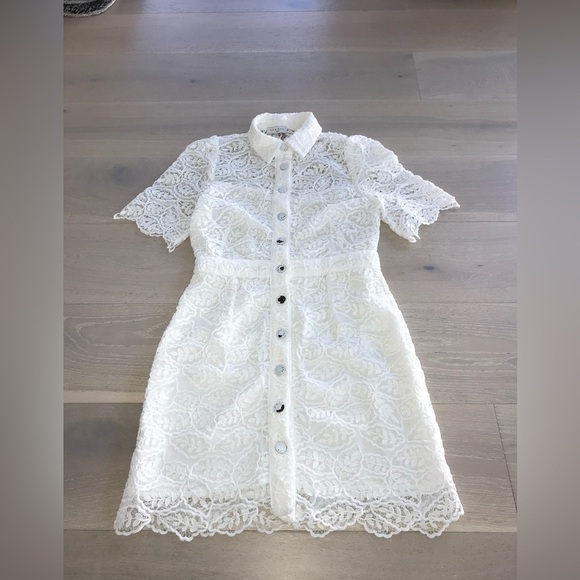 Sandro white live lace button down dress sz 36 - Picture 6 of 16